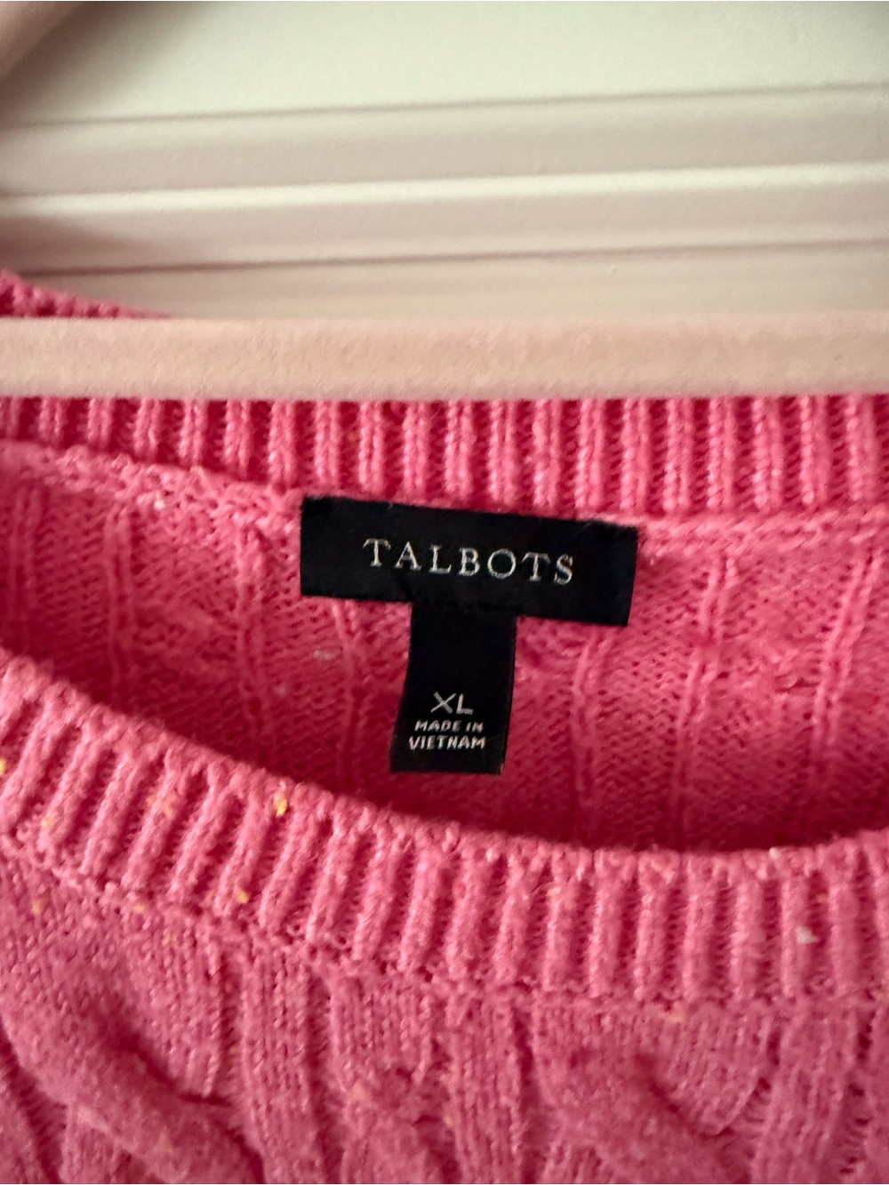 Talbots XL Bright Pink Cable-Knit Crewneck Sweater - Picture 2 of 3